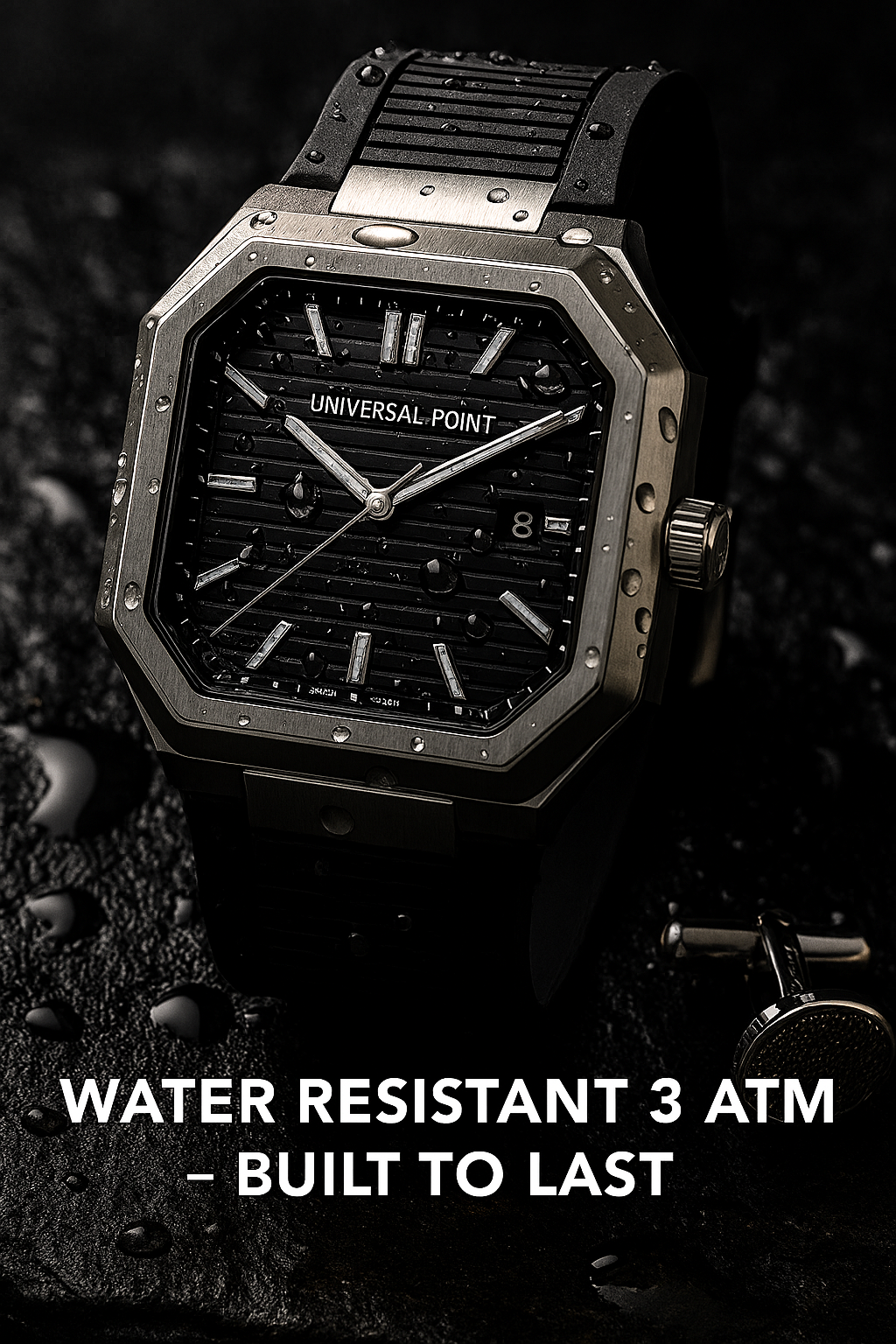Universal Point UP 1988 – Square Dial Leather Strap Watch