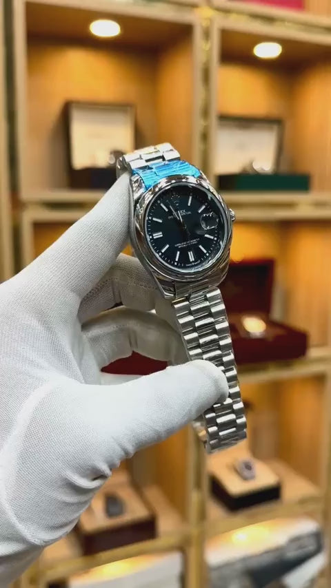 Rolex Brand Oyster Perpetual Watch With Stainless Steel Chain